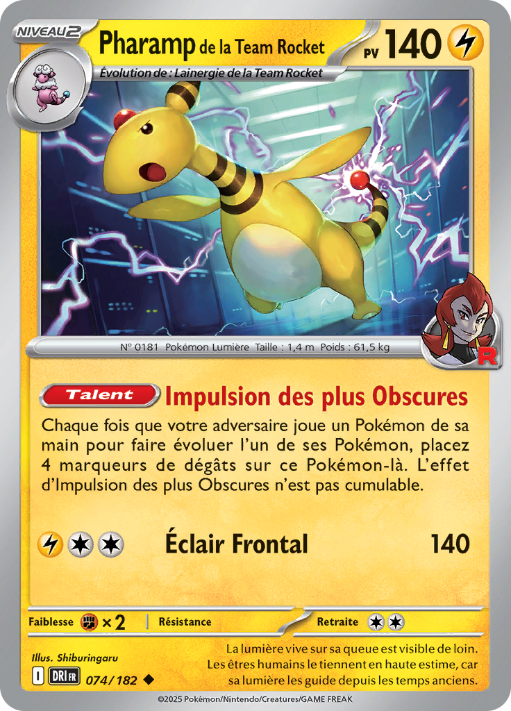 Pharamp de la Team Rocket 074/182 – Écarlate et Violet Rivalités Destinées